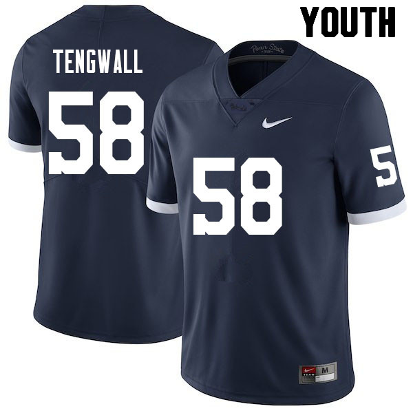 Youth #58 Landon Tengwall Penn State Nittany Lions College Football Jerseys Sale-Retro